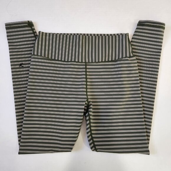 Glyder Sultry Figure Enhancing‎ Leggings Womens L Moss Oatmilk Striped Active - Picture 10 of 10
